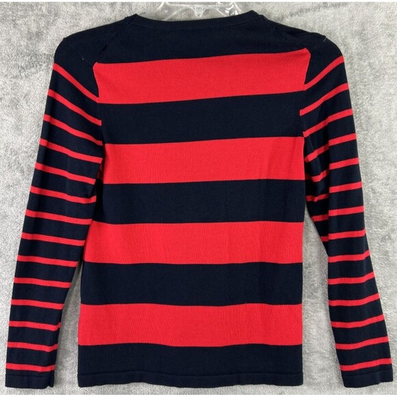 Tommy Hilfiger Women's Medium Red Blue Stripes Rugby Pullover Sweater Preppy - Picture 4 of 8